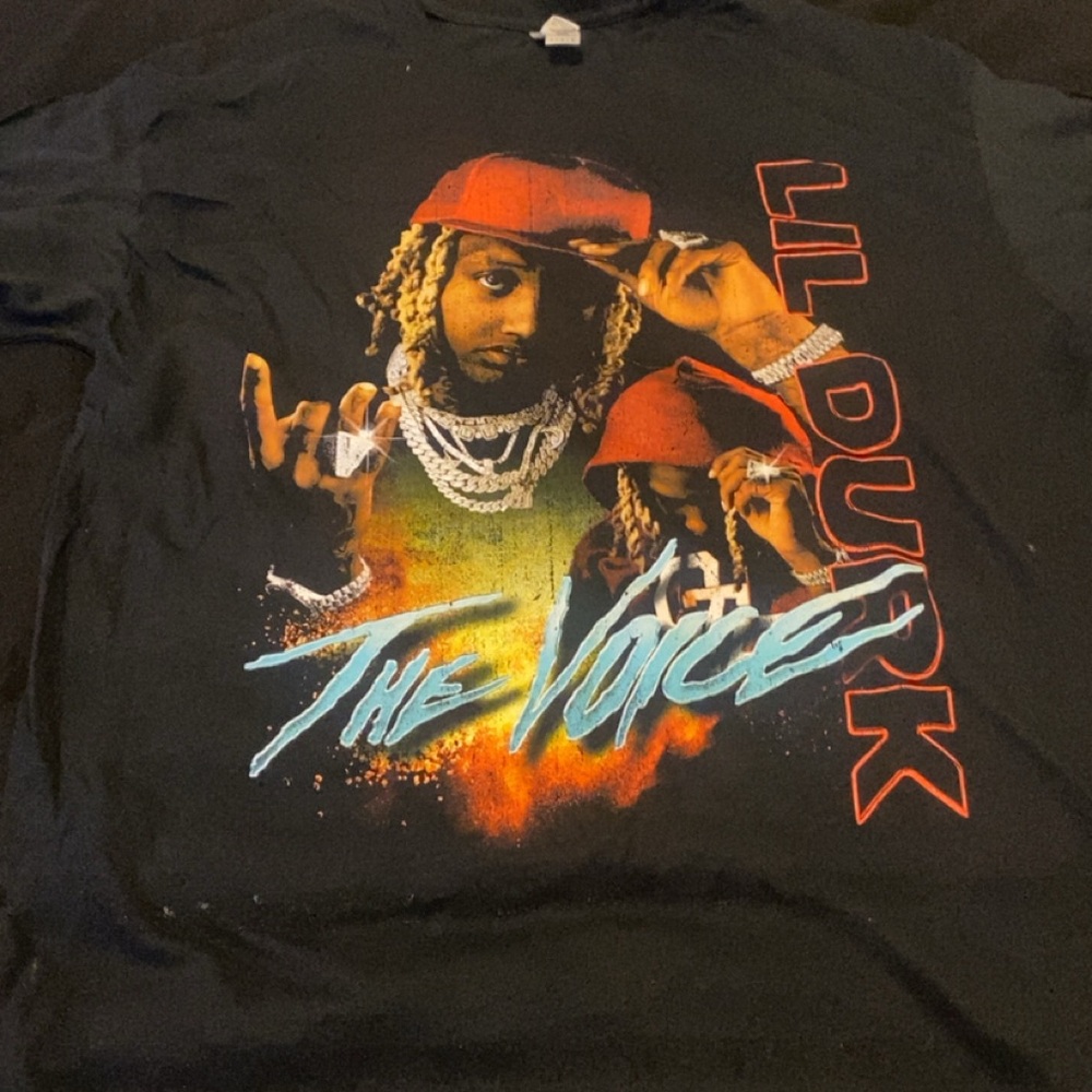 Lil Durk 'The Voice' Graphic Tee - Black with Red & Teal Print